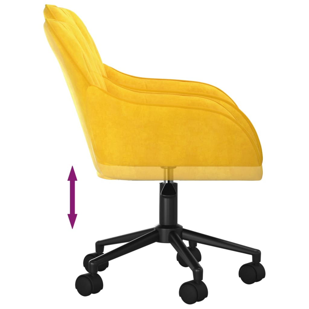 vidaXL Silla de oficina giratoria de terciopelo amarillo