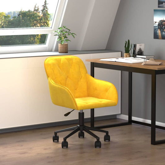 vidaXL Silla de oficina giratoria de terciopelo amarillo