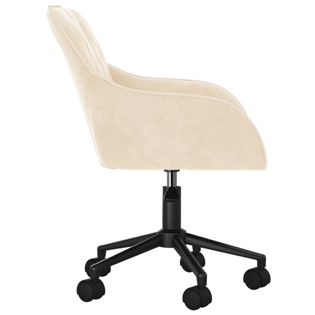 vidaXL Silla de oficina giratoria de terciopelo color crema