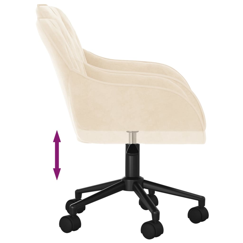 vidaXL Silla de oficina giratoria de terciopelo color crema