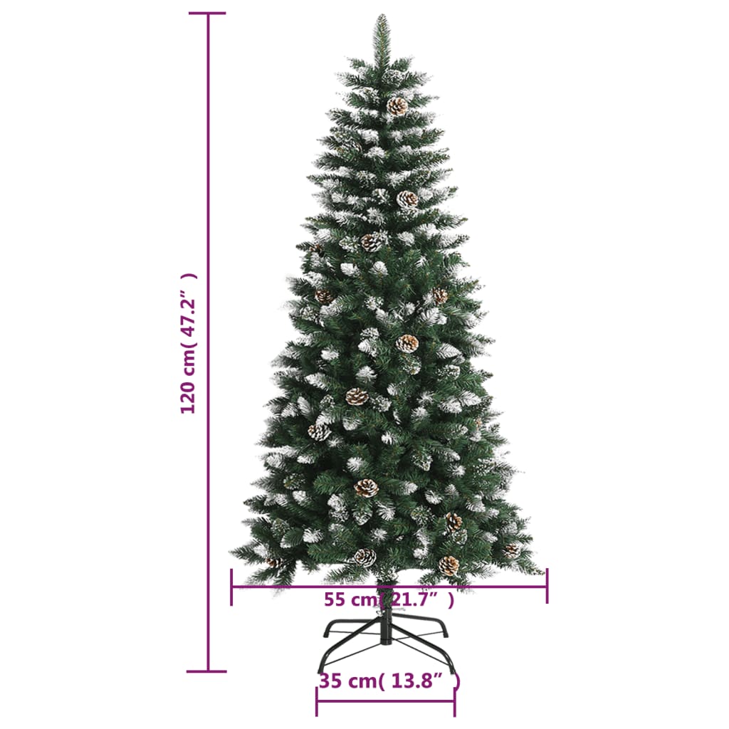 vidaXL Árbol de Navidad artificial con soporte PVC verde 120 cm