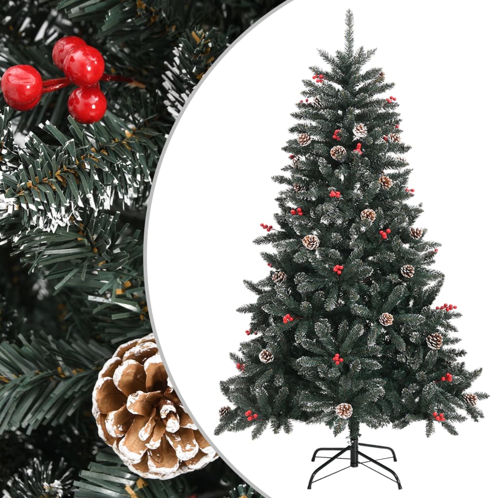 vidaXL Árbol de Navidad artificial con soporte PVC verde 120 cm