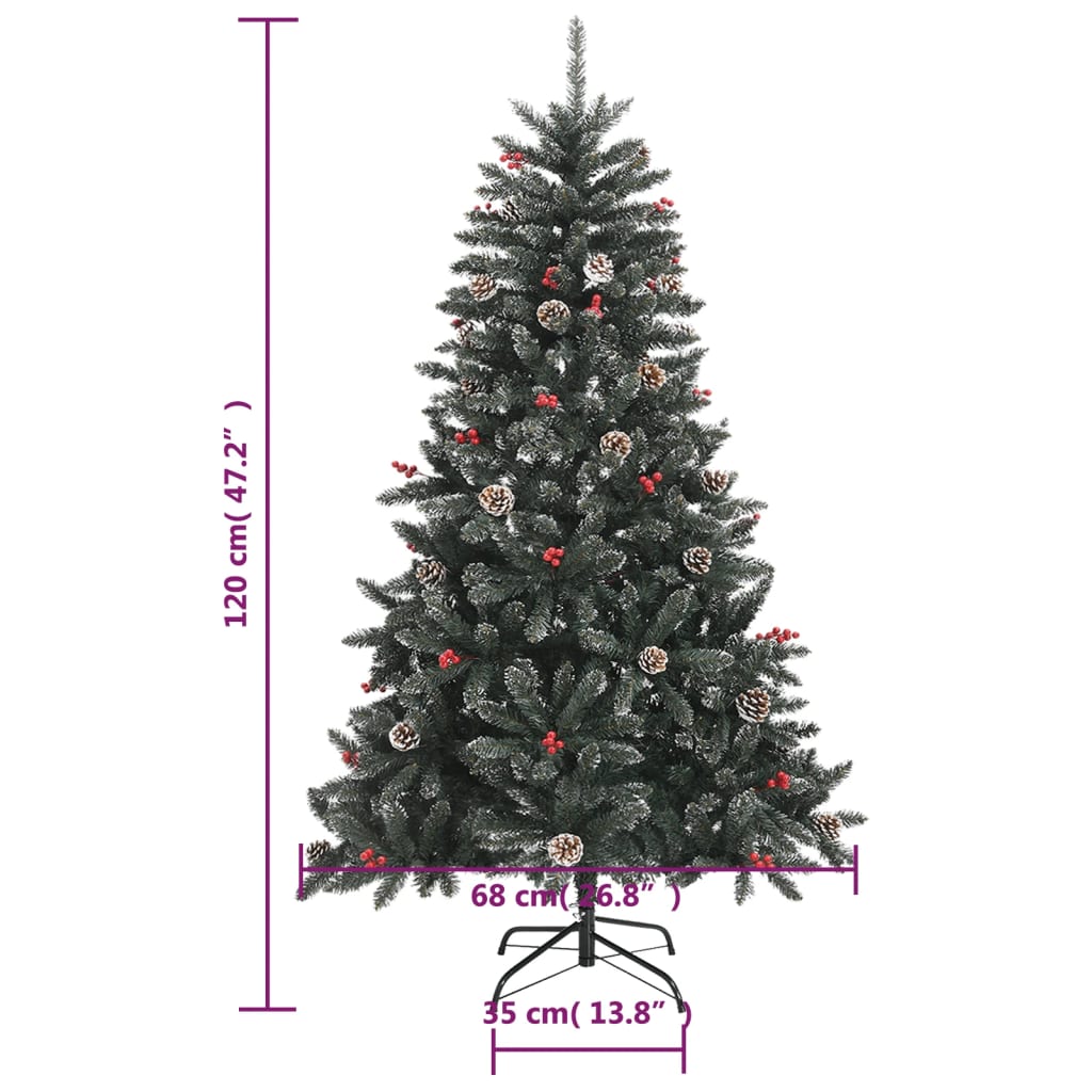 vidaXL Árbol de Navidad artificial con soporte PVC verde 120 cm