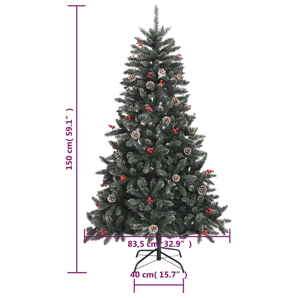 vidaXL Árbol de Navidad artificial con soporte PVC verde 150 cm