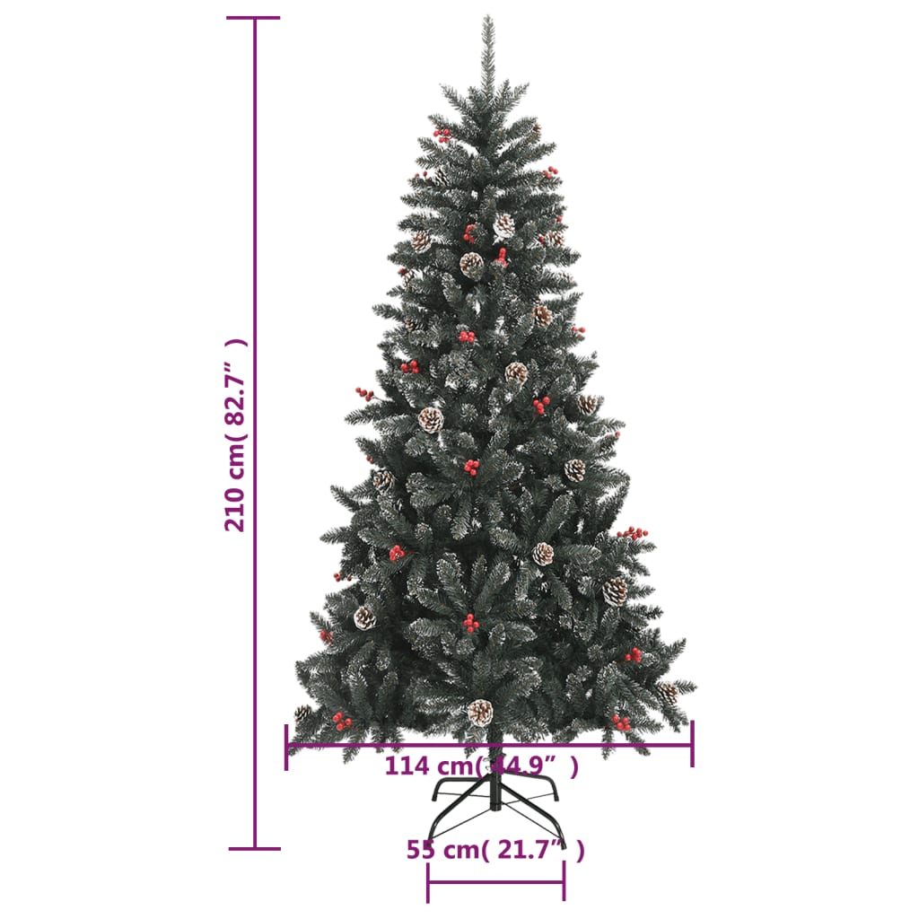 vidaXL Árbol de Navidad artificial con soporte PVC verde 210 cm