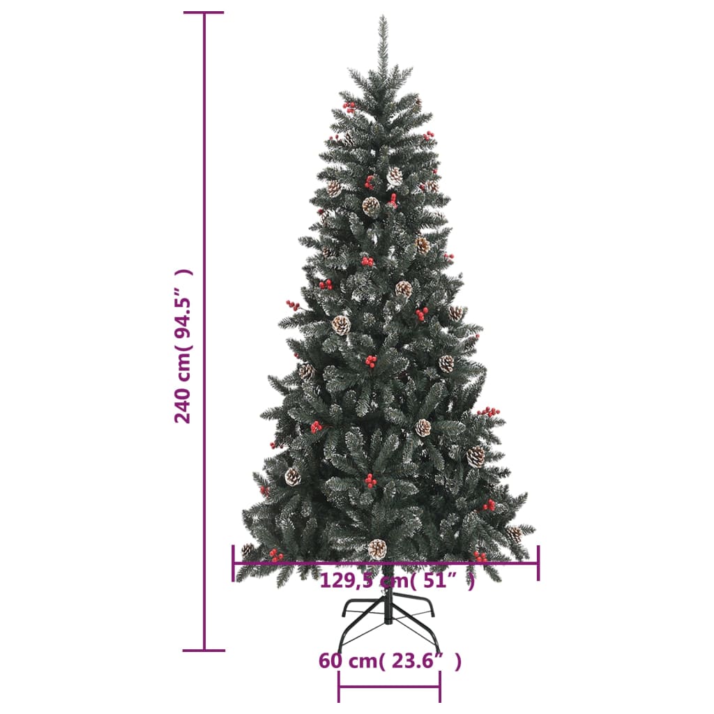 vidaXL Árbol de Navidad artificial con soporte PVC verde 240 cm