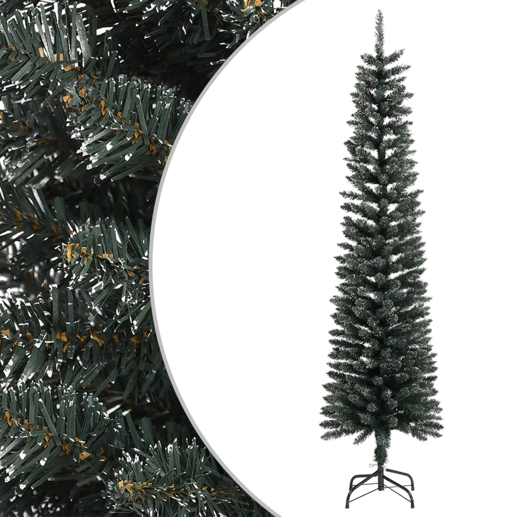 vidaXL Árbol Navidad artificial estrecho con soporte PVC verde 210 cm