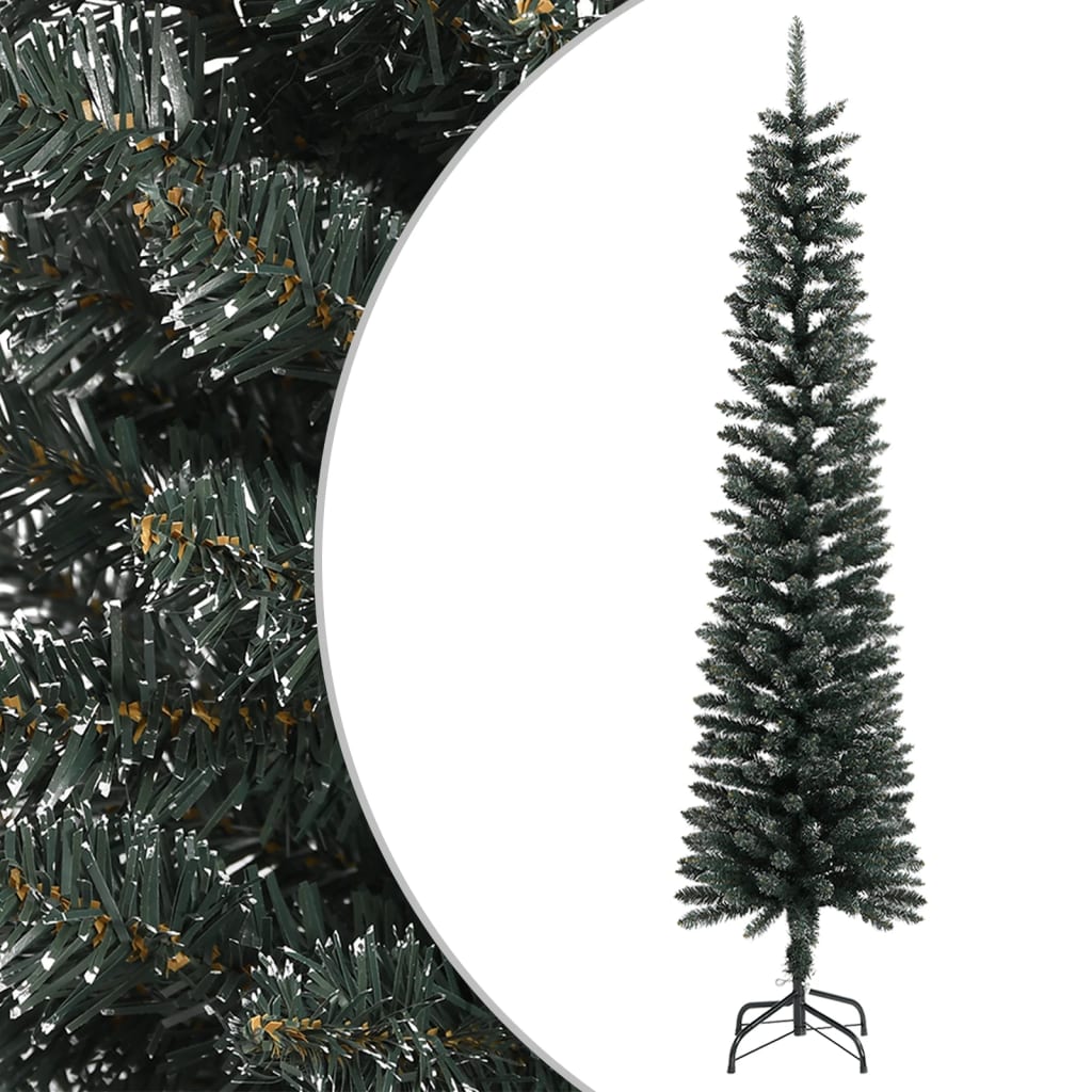 vidaXL Árbol Navidad artificial estrecho con soporte PVC verde 240 cm