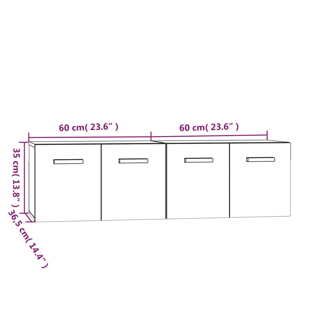 vidaXL Armarios pared 2 uds contrachapada roble ahumado 60x36,5x35cm