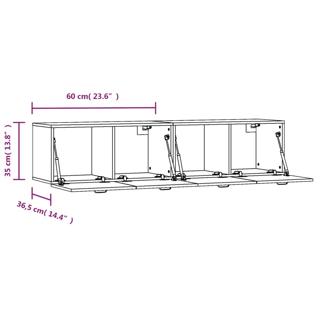 vidaXL Armarios pared 2 uds contrachapada blanco brillo 60x36,5x35 cm