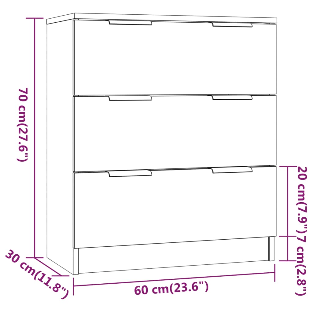 vidaXL Aparador de 3 piezas madera contrachapada gris Sonoma