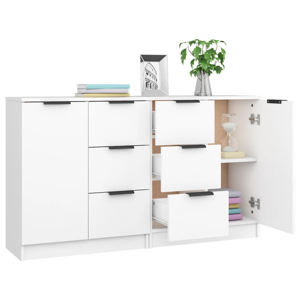 vidaXL Aparadores 2 uds madera contrachapada blanco 60x30x70 cm