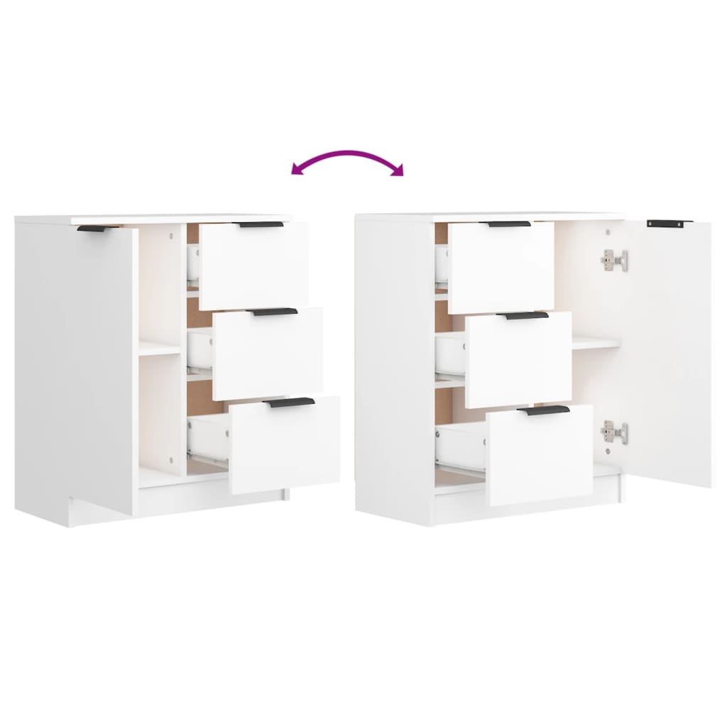 vidaXL Aparadores 2 uds madera contrachapada blanco 60x30x70 cm