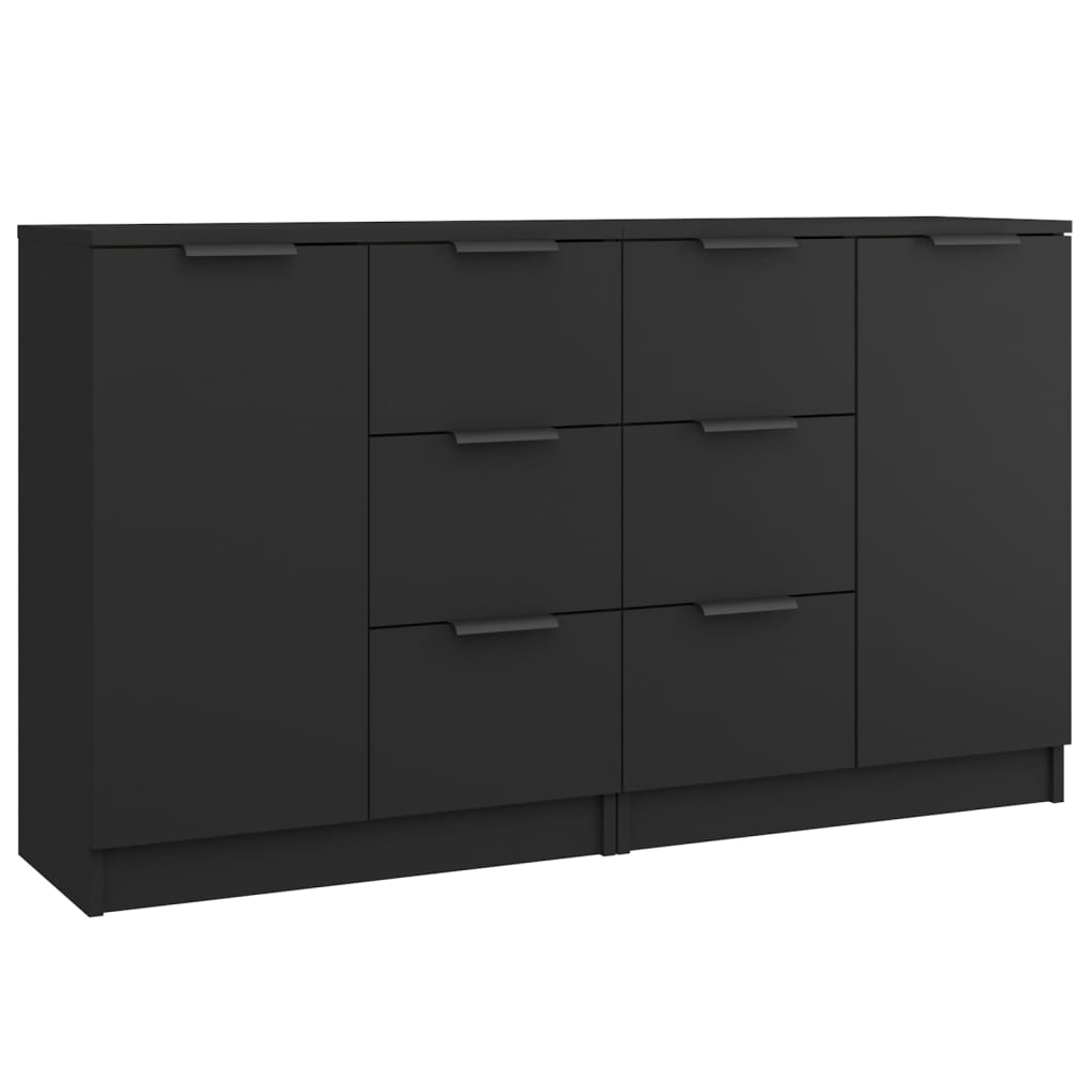 vidaXL Aparadores 2 uds madera contrachapada negro 60x30x70 cm