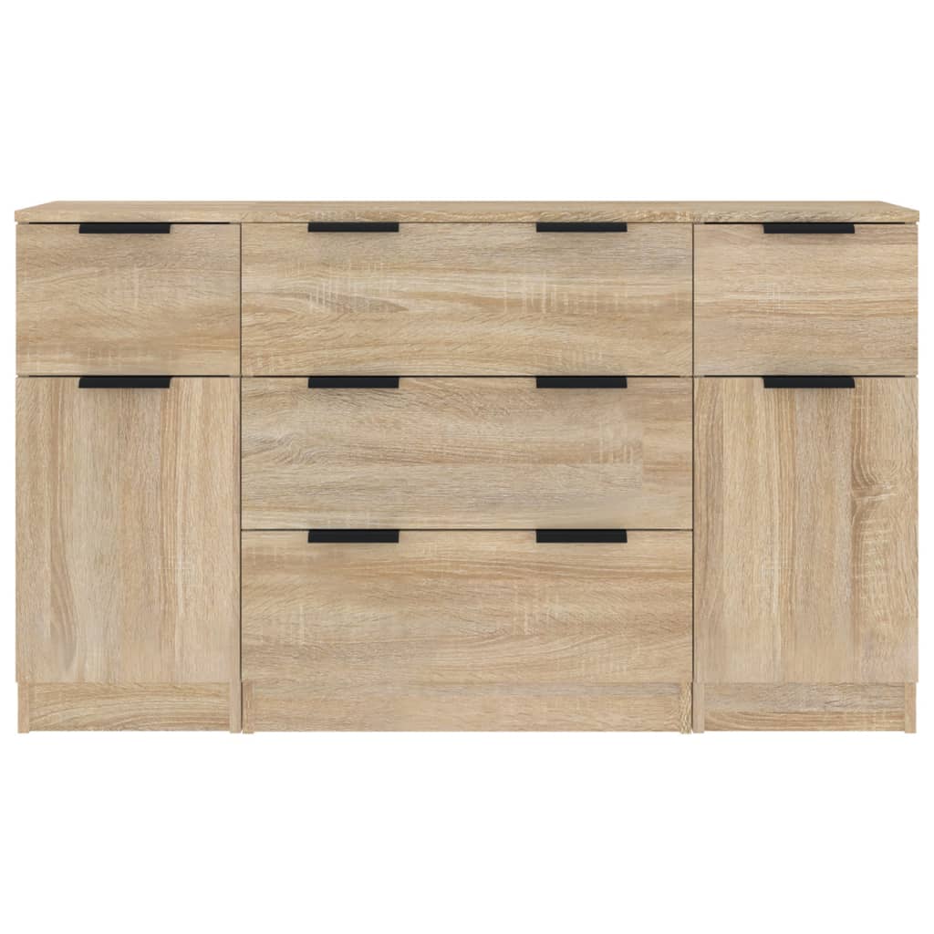 vidaXL Set de aparador 3 pzas madera contrachapada color roble Sonoma