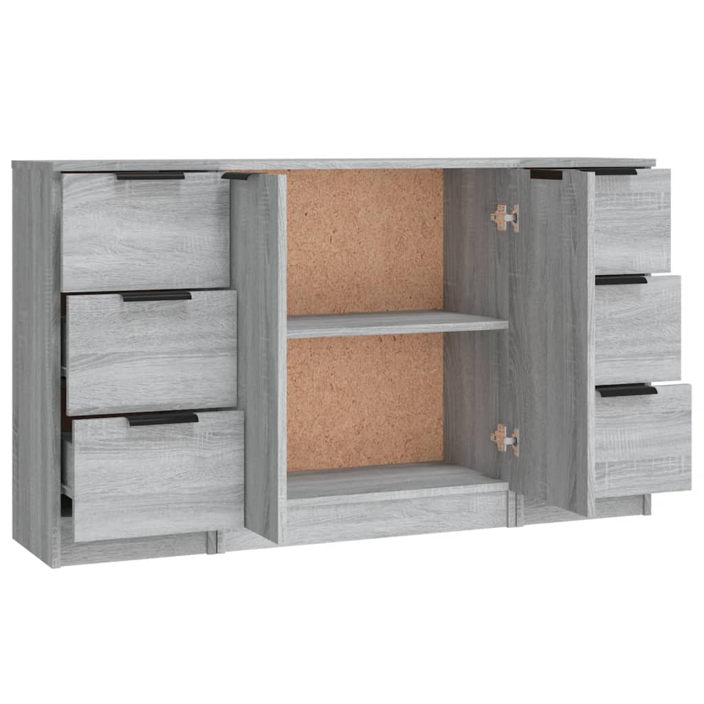 vidaXL Aparadores 3 piezas madera contrachapada gris Sonoma