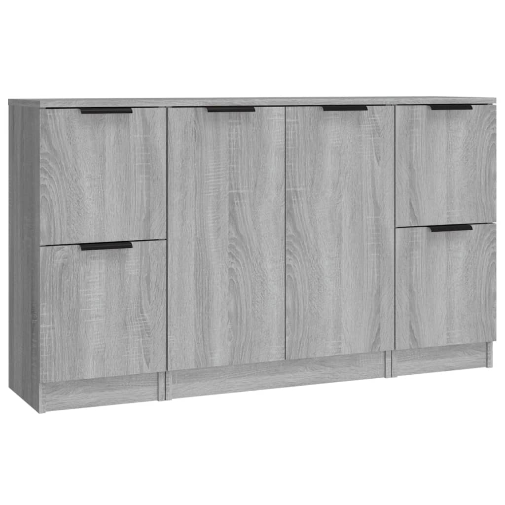 vidaXL Aparadores 3 piezas madera contrachapada gris Sonoma