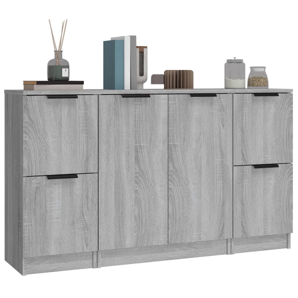 vidaXL Aparadores 3 piezas madera contrachapada gris Sonoma