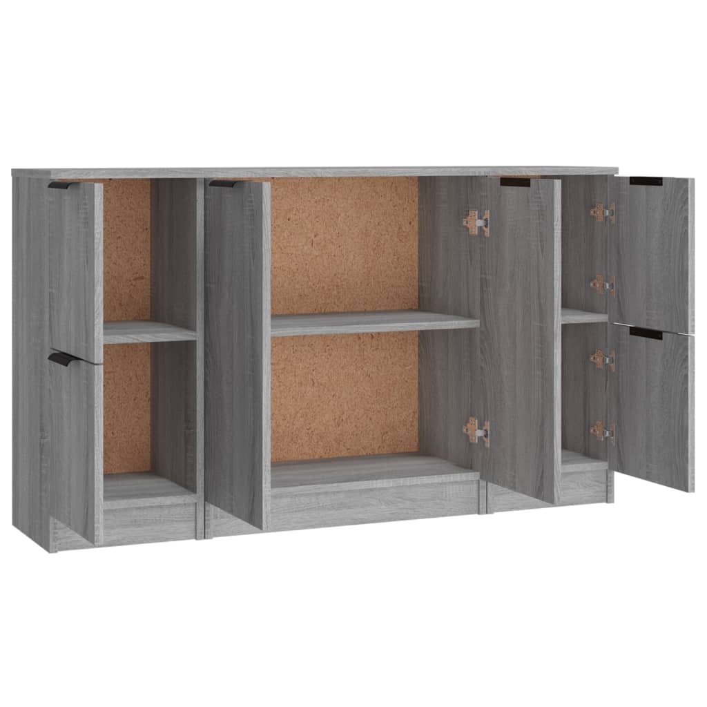 vidaXL Aparadores 3 piezas madera contrachapada gris Sonoma