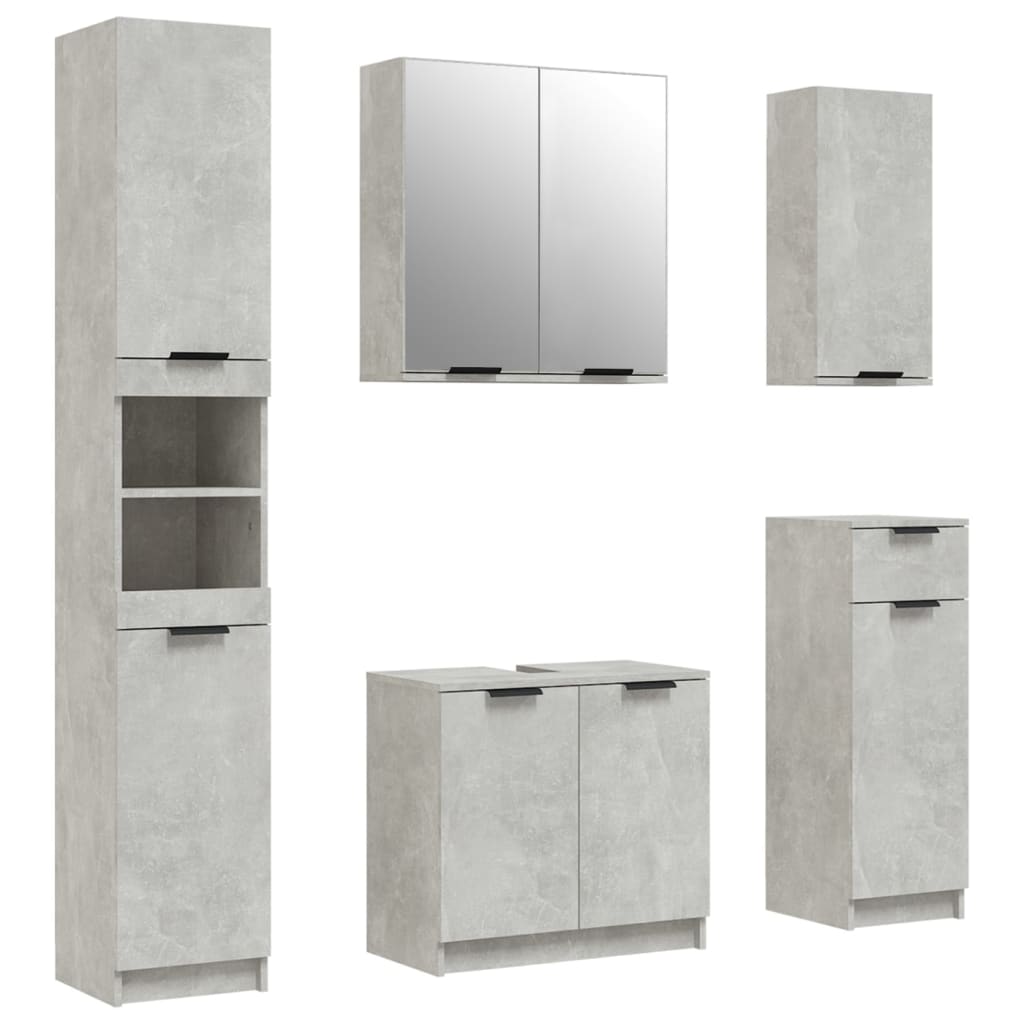 vidaXL Set muebles de baño 2 piezas madera contrachapada gris hormigón