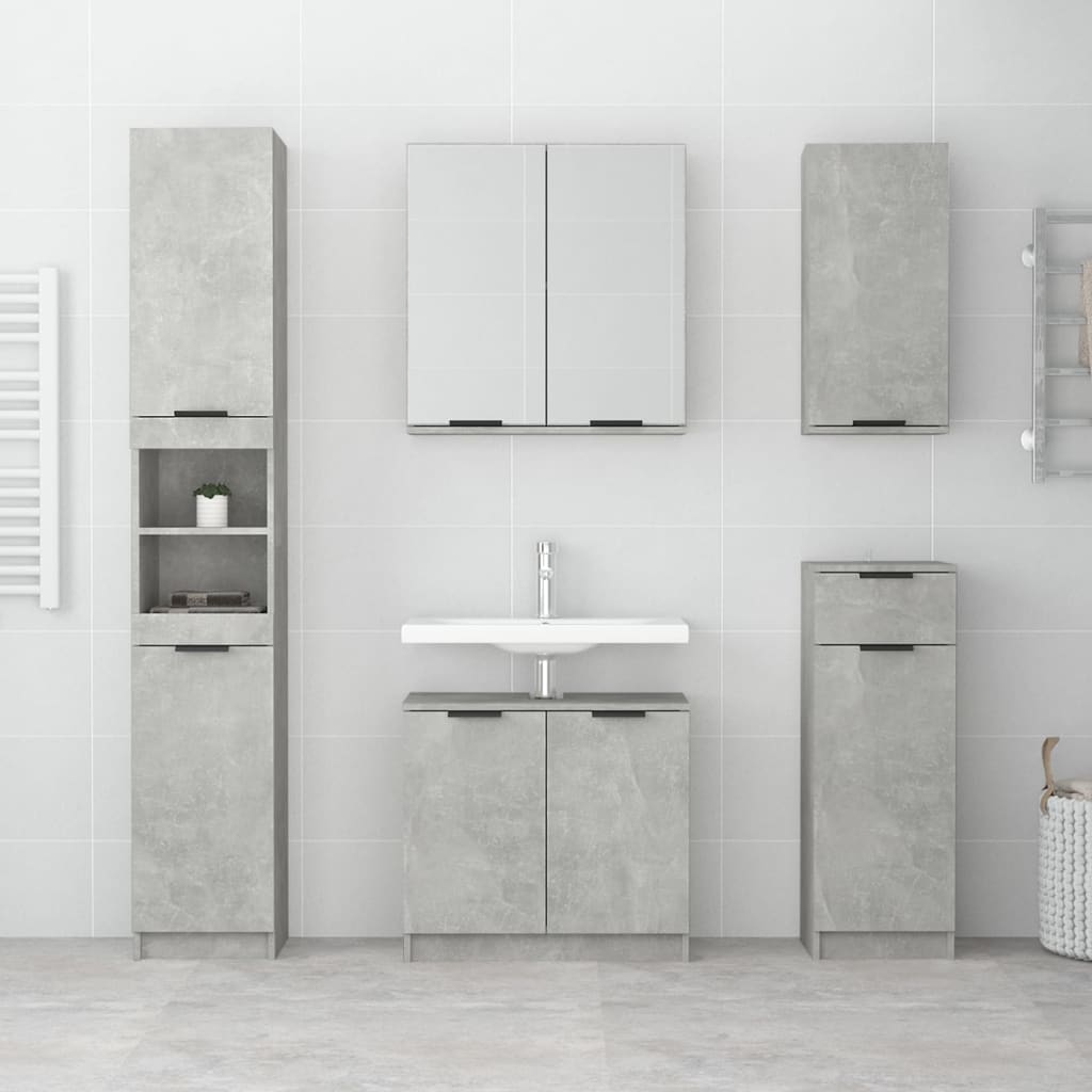 vidaXL Set muebles de baño 2 piezas madera contrachapada gris hormigón