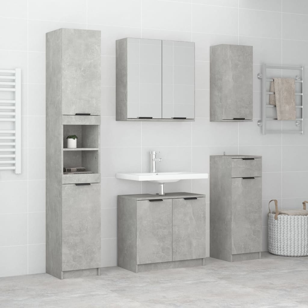 vidaXL Set muebles de baño 2 piezas madera contrachapada gris hormigón