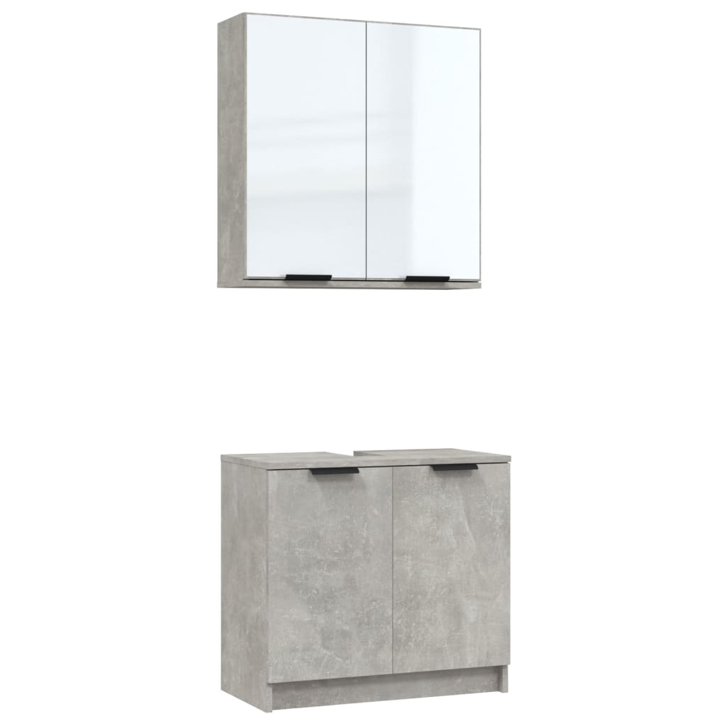 vidaXL Set muebles de baño 2 piezas madera contrachapada gris hormigón