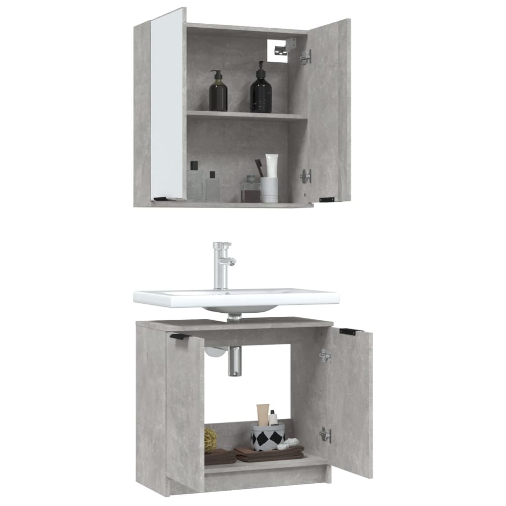 vidaXL Set muebles de baño 2 piezas madera contrachapada gris hormigón