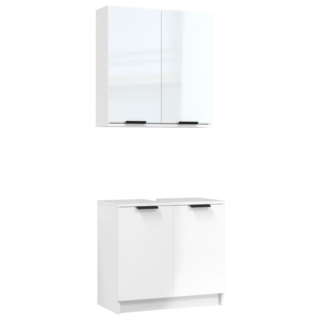 vidaXL Set muebles de baño 2 piezas madera contrachapada blanco brillo