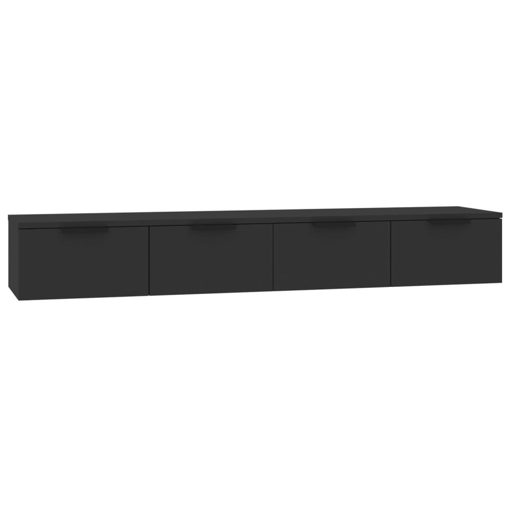 vidaXL Armarios de pared 2 uds madera contrachapada negro 68x30x20 cm