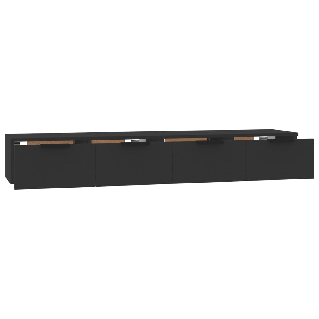 vidaXL Armarios de pared 2 uds madera contrachapada negro 68x30x20 cm