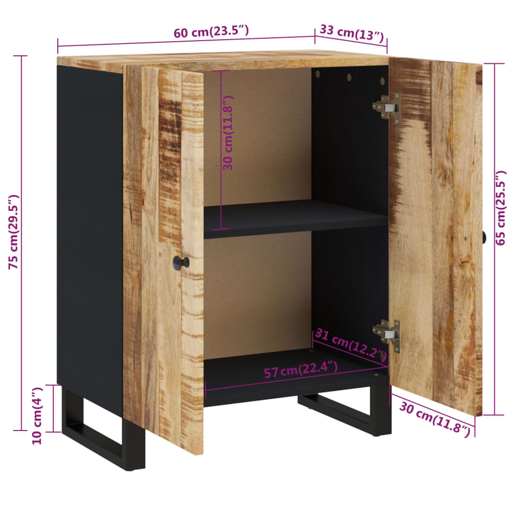 vidaXL Aparador de madera maciza de mango 60x33x75 cm