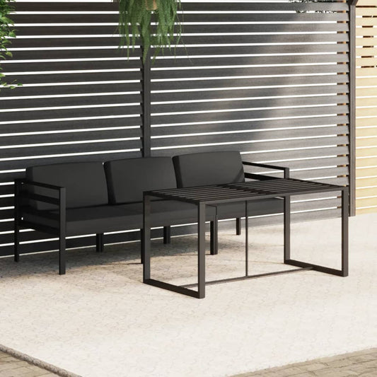 vidaXL Set muebles de jardín 4 pzas y cojines aluminio gris antracita