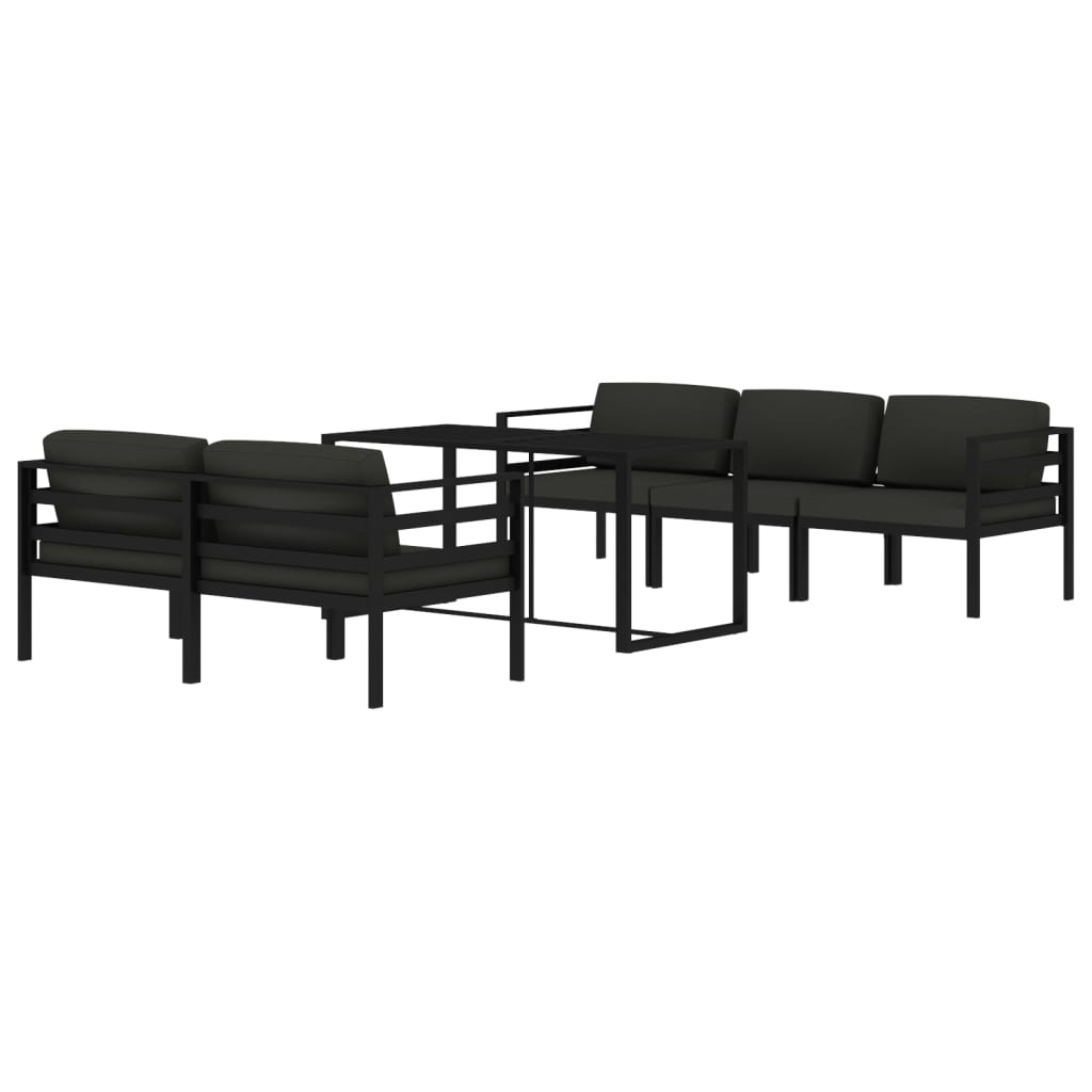 vidaXL Set muebles de jardín 6 pzas y cojines aluminio gris antracita