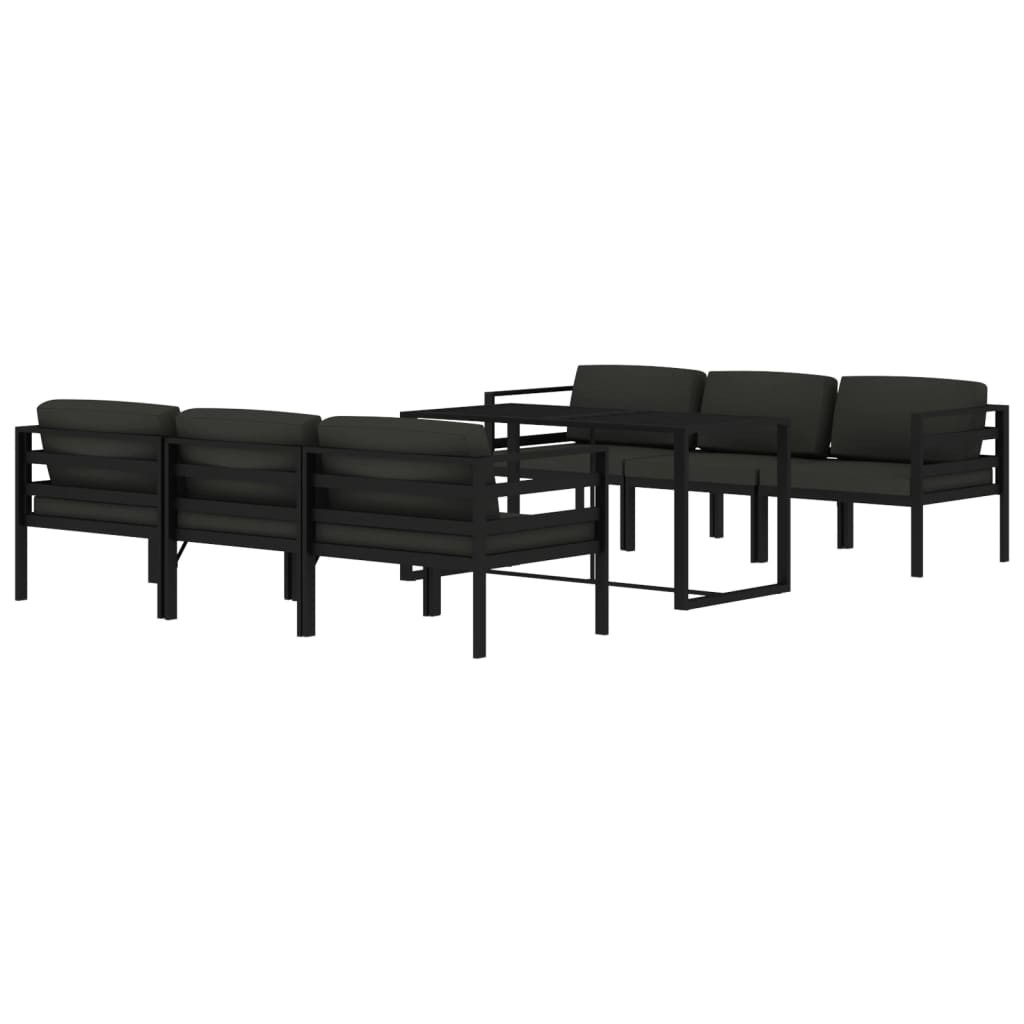 vidaXL Set muebles de jardín 7 pzas y cojines aluminio gris antracita