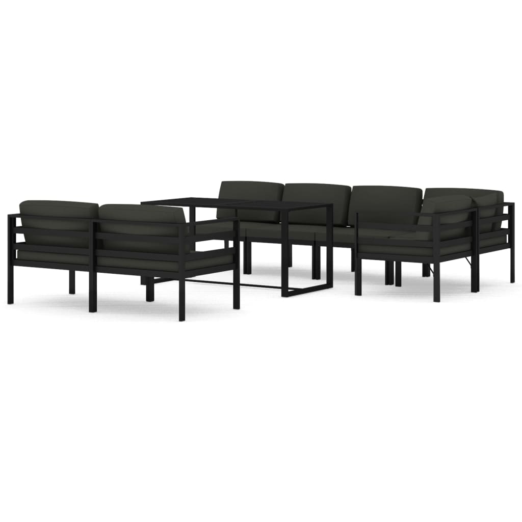 vidaXL Set muebles de jardín 8 pzas y cojines aluminio gris antracita