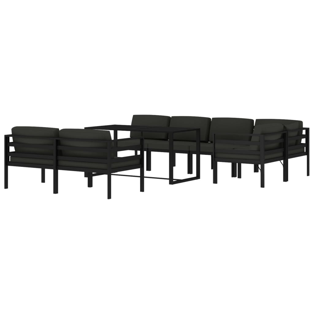 vidaXL Set muebles de jardín 8 pzas y cojines aluminio gris antracita