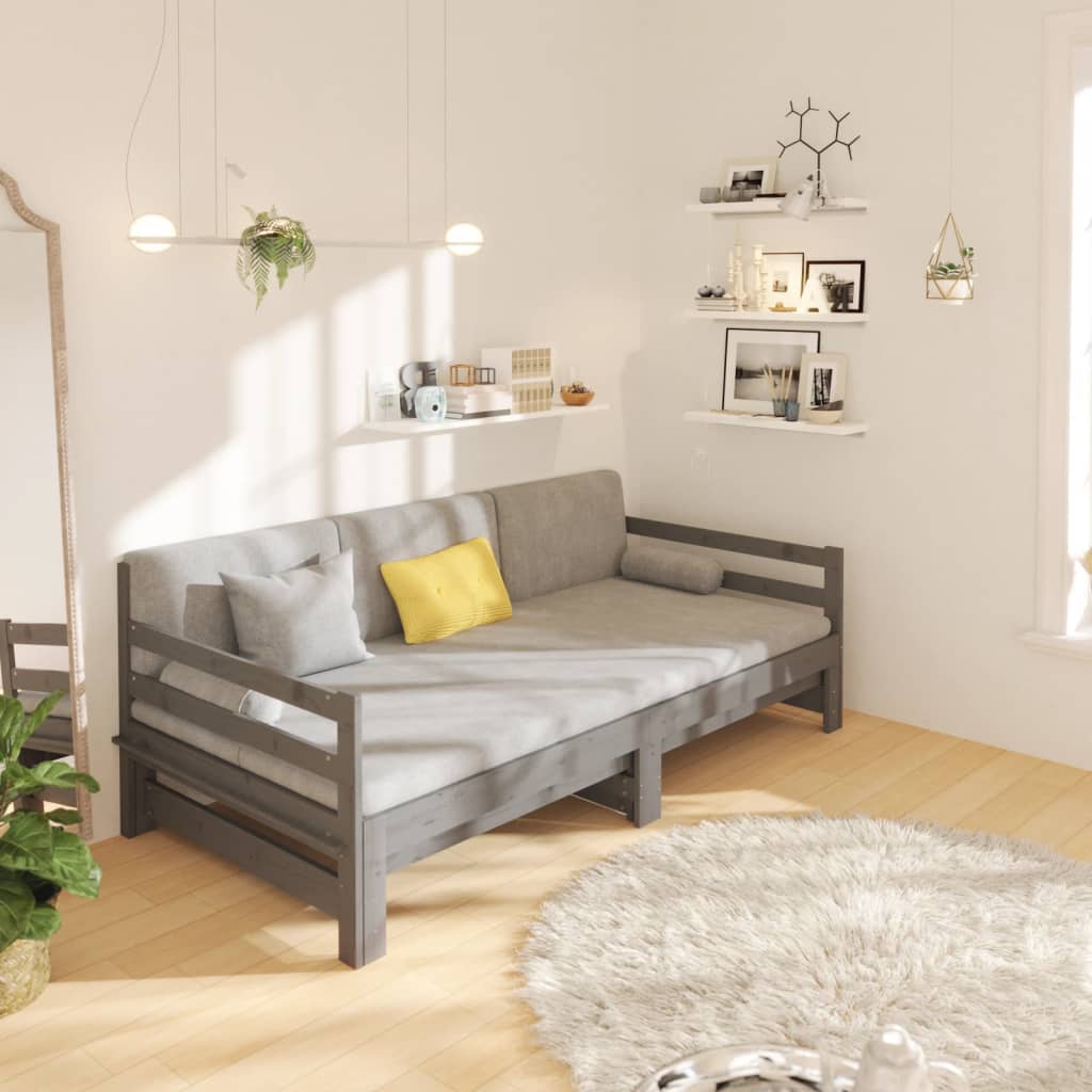 vidaXL Sofá cama extraíble sin colchón gris 2x(90x190) cm