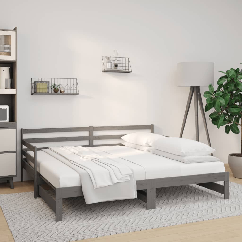 vidaXL Sofá cama extraíble sin colchón gris 2x(90x190) cm