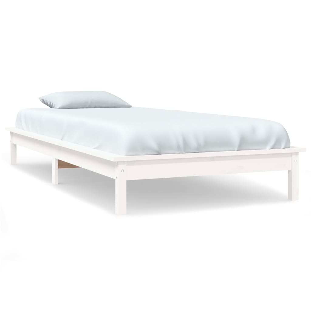 vidaXL Estructura de cama madera maciza de pino blanco 75x190 cm