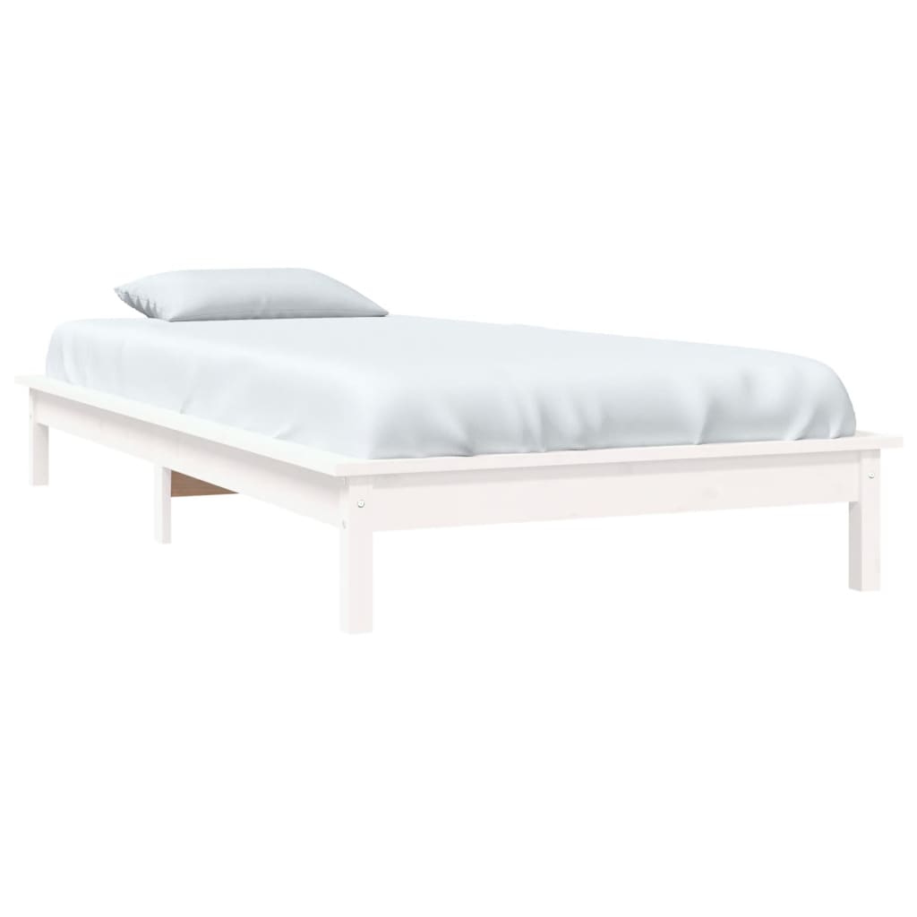 vidaXL Estructura de cama madera maciza de pino blanco 75x190 cm