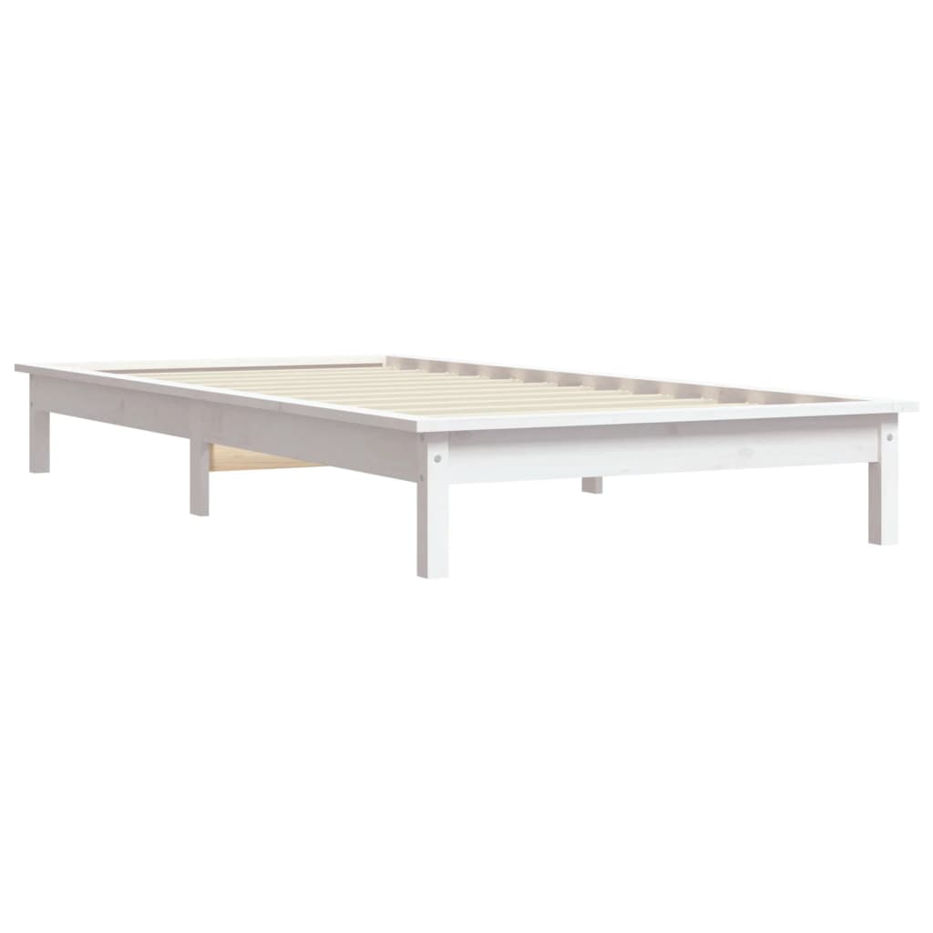 vidaXL Estructura de cama madera maciza de pino blanco 75x190 cm