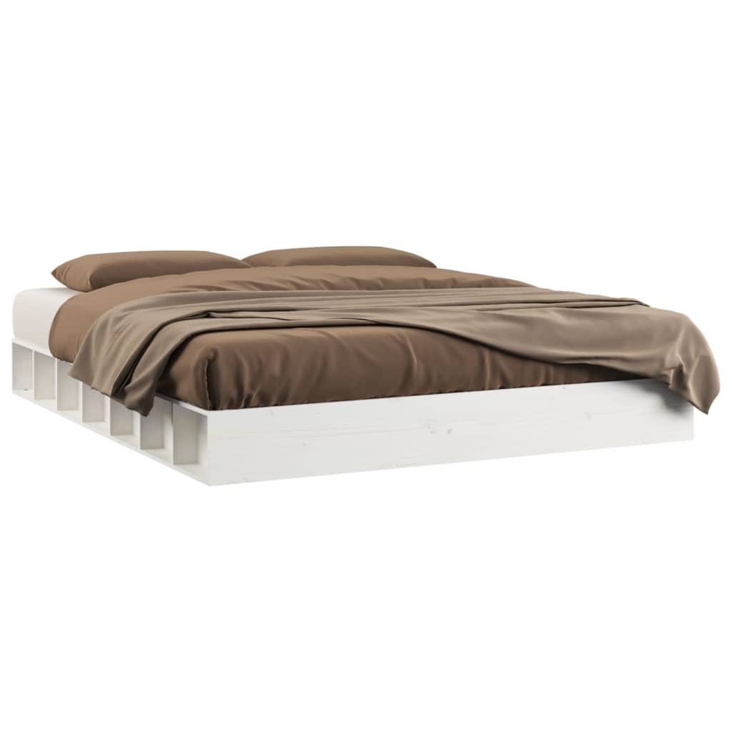 vidaXL Estructura de cama de madera maciza blanca 200x200 cm