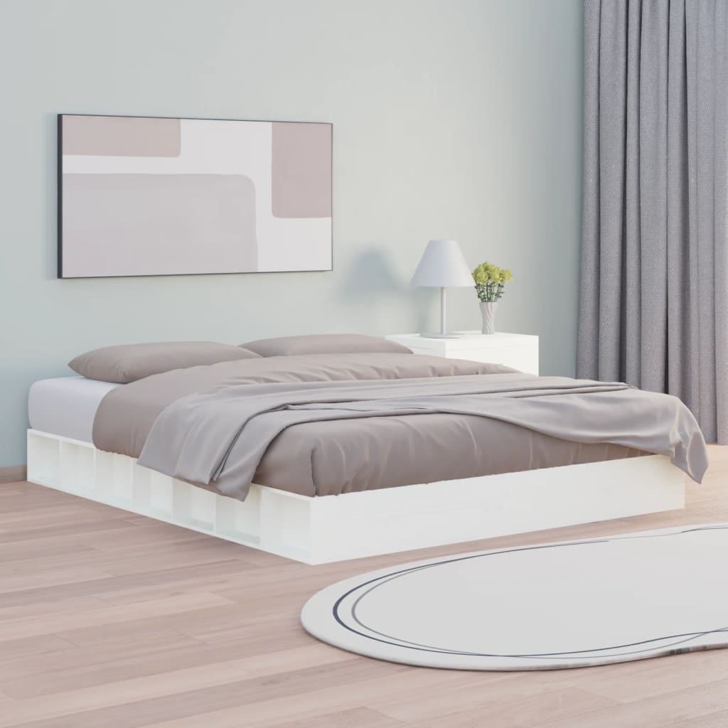 vidaXL Estructura de cama de madera maciza blanca 200x200 cm