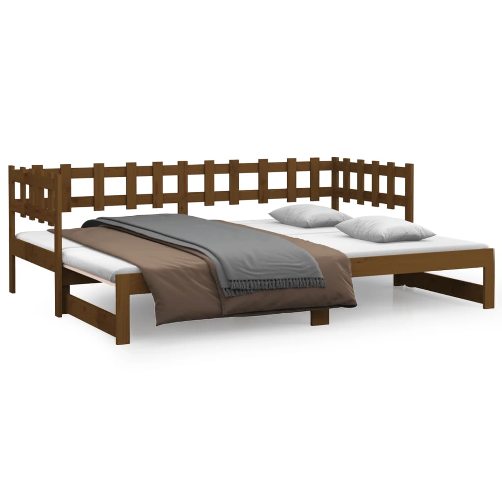 vidaXL Sofá cama extraíble sin colchón marrón miel 2x(80x200) cm