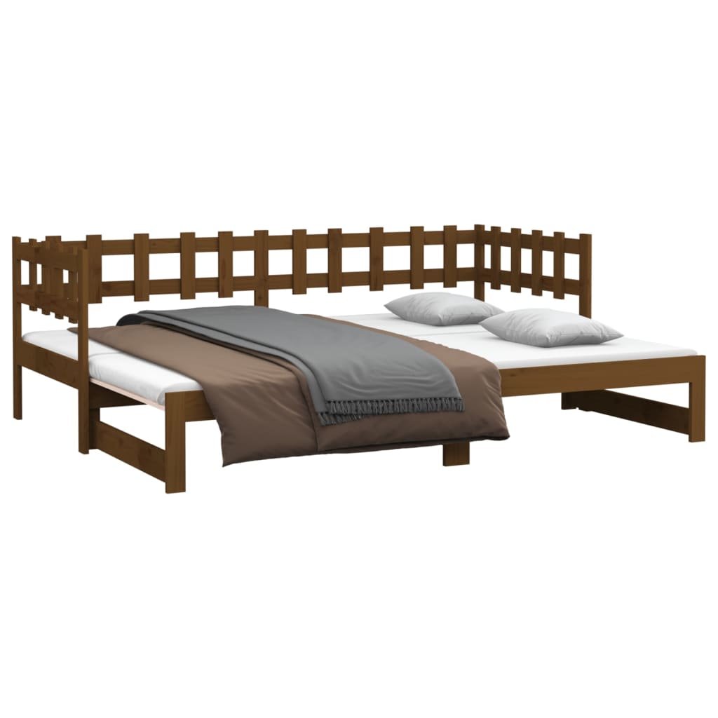 vidaXL Sofá cama extraíble sin colchón marrón miel 2x(80x200) cm