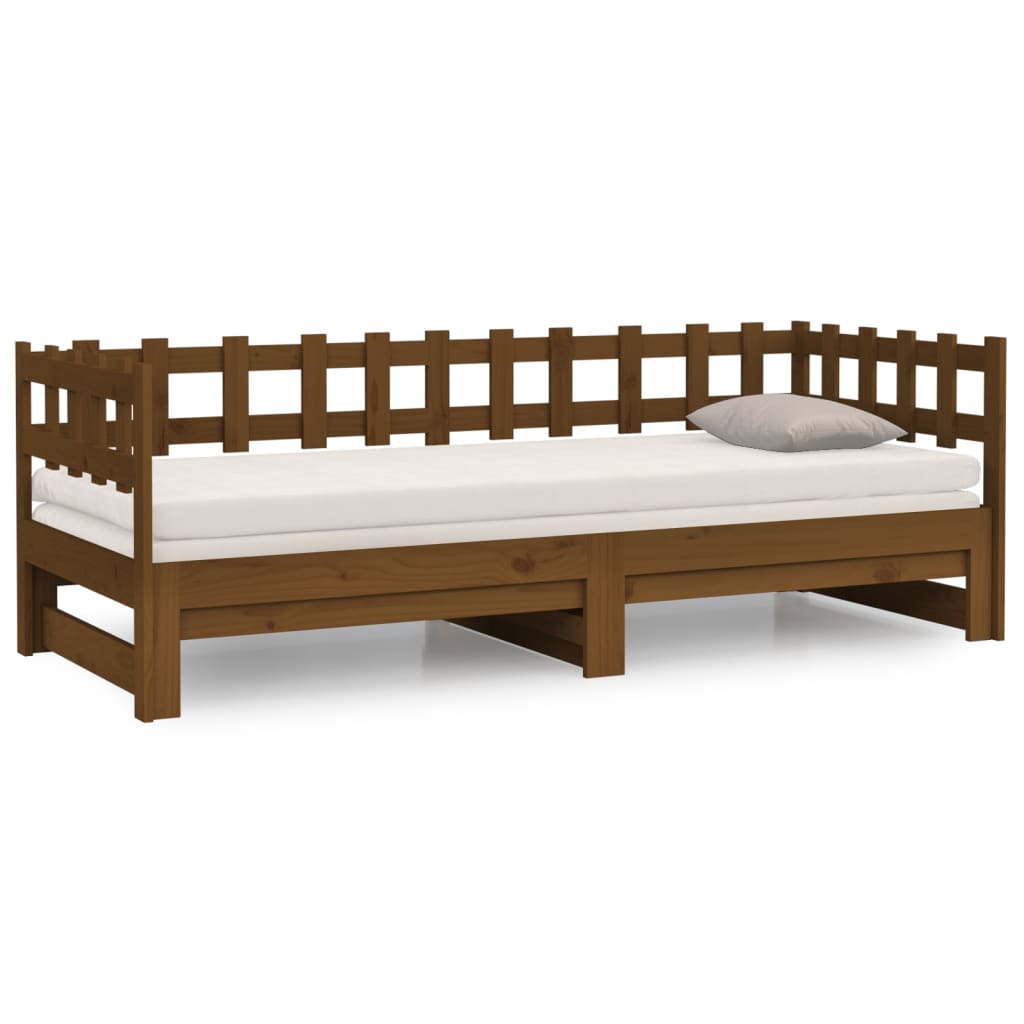 vidaXL Sofá cama extraíble sin colchón marrón miel 2x(80x200) cm