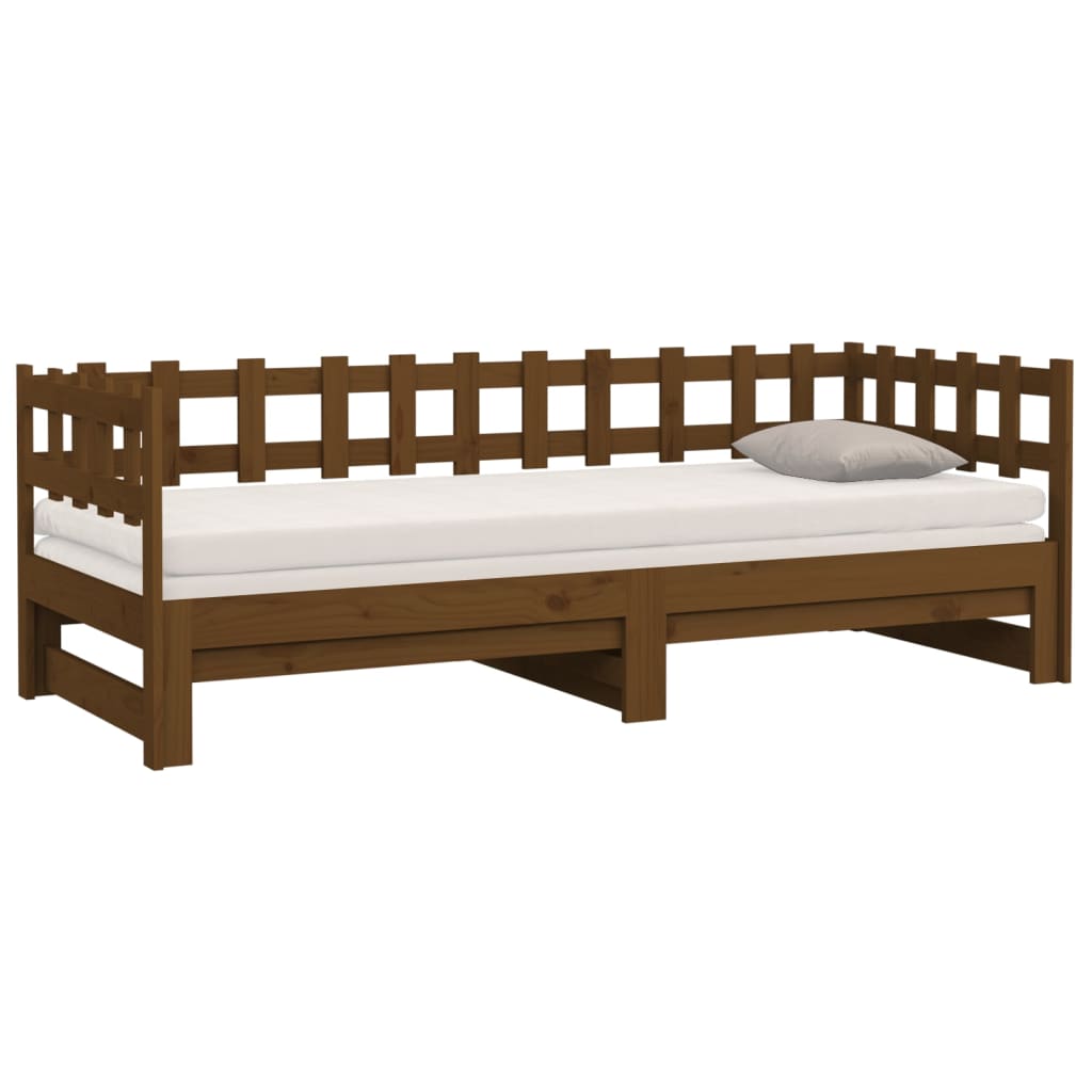 vidaXL Sofá cama extraíble sin colchón marrón miel 2x(80x200) cm