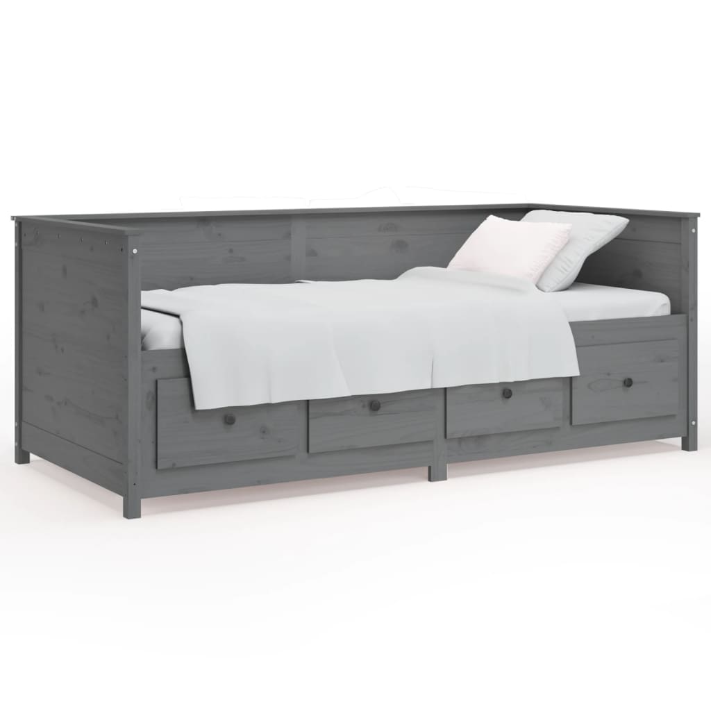 vidaXL Sofá cama sin colchón madera maciza de pino gris 90x190 cm