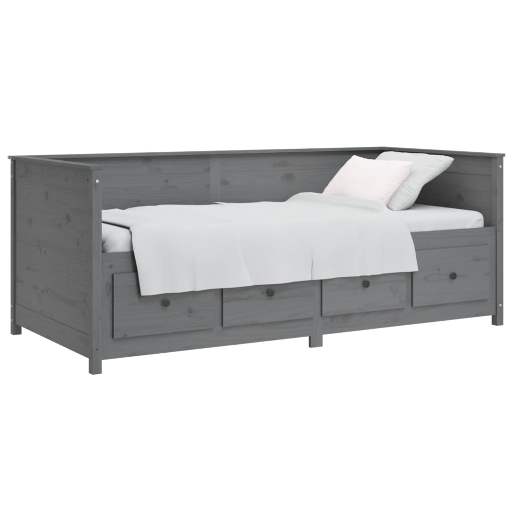 vidaXL Sofá cama sin colchón madera maciza de pino gris 90x190 cm